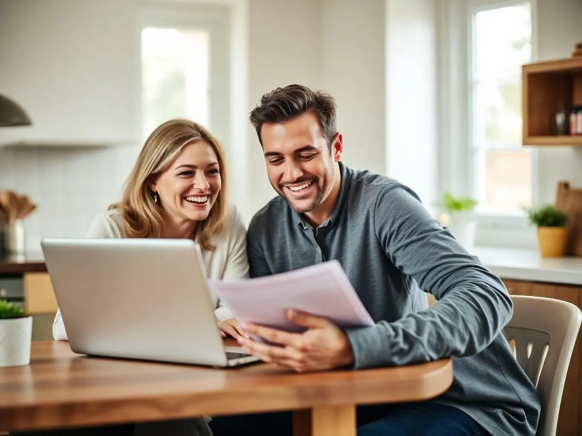 Couple reviewing home finance plan
